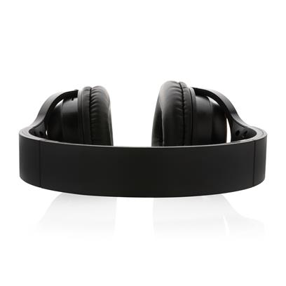 Black headphones from a side view