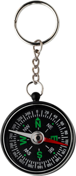 Black keyring compass with a silver keychain