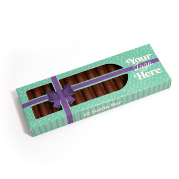 	12 baton milk chocolate bar with printed wrapper