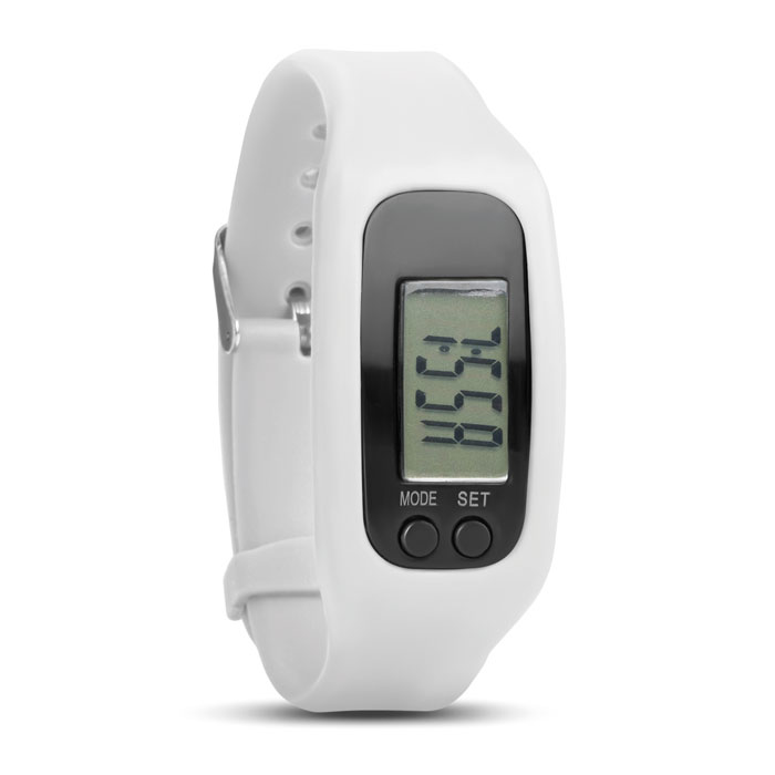 White Pedometer with a green screen and black outer edge
