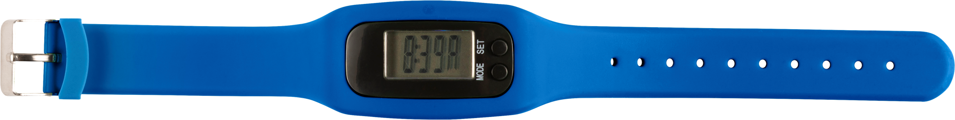Blue pedometer with a black screen 