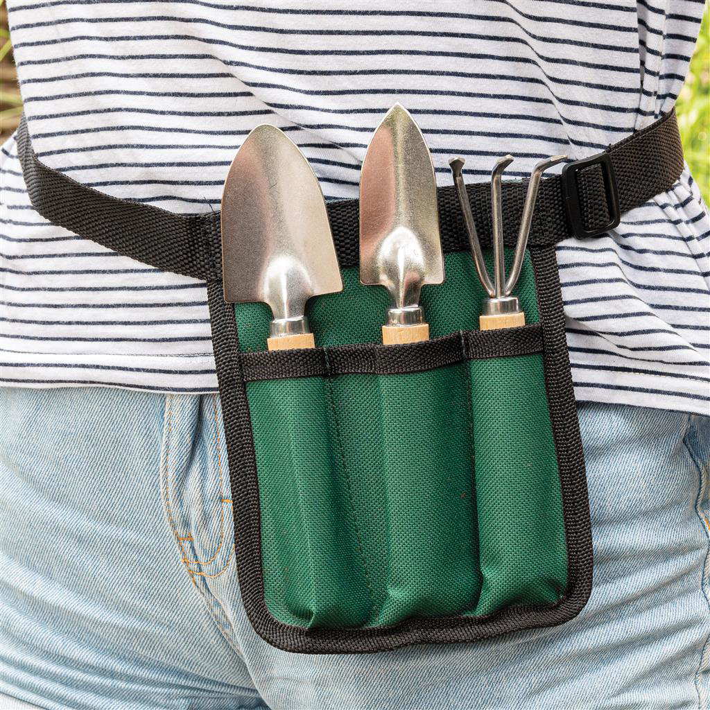 Gardening Tools in pouch on a belt