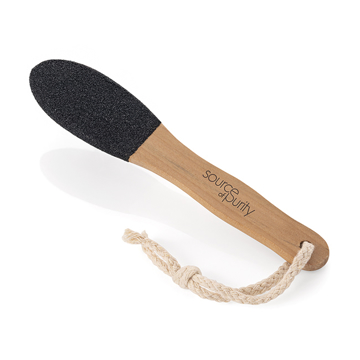 Foot exfoliator wooden with a black rough edge