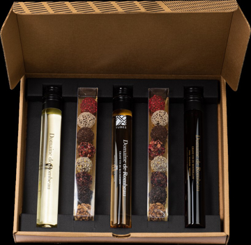 Show details for Wine & Chocolate Gift Set Wine and Chocolate truffle Gift set in brown packaging