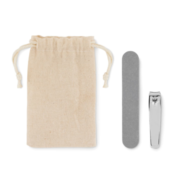Cotton Pouch Containing Nail File & Clippers