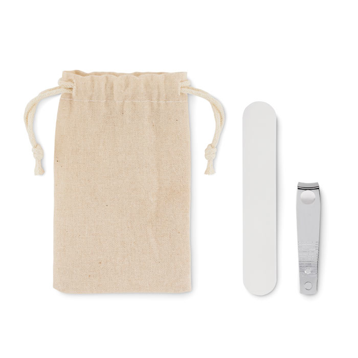 Cotton Pouch Containing Nail File & Clippers