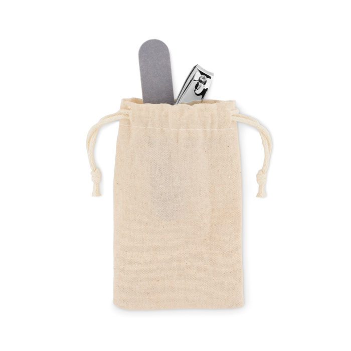 Cotton Pouch Containing Nail File & Clippers