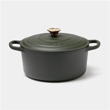 Dark green cast iron pot