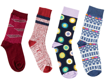 Four multicoloured socks 