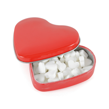 Heart Shaped Tin Containing Mints