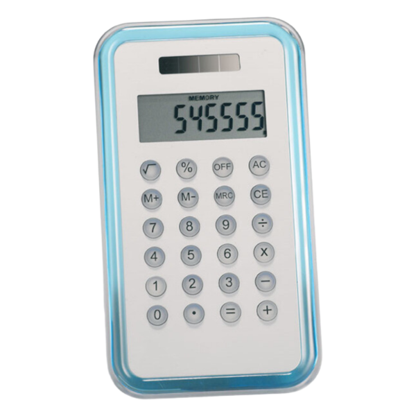 aluminimum calculator with blue rim