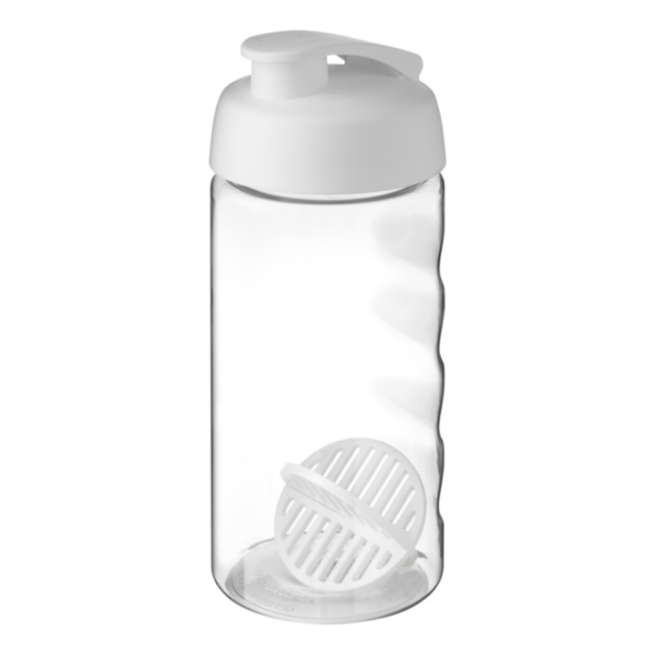 clear shaker drinks bottle with white lid