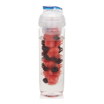Show details for Water Bottle With Infuser clear water bottle with blue flip top and fruit filled fruit infuser