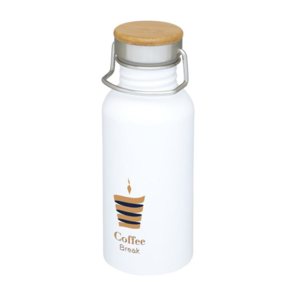 aluminimum water bottle in white with print