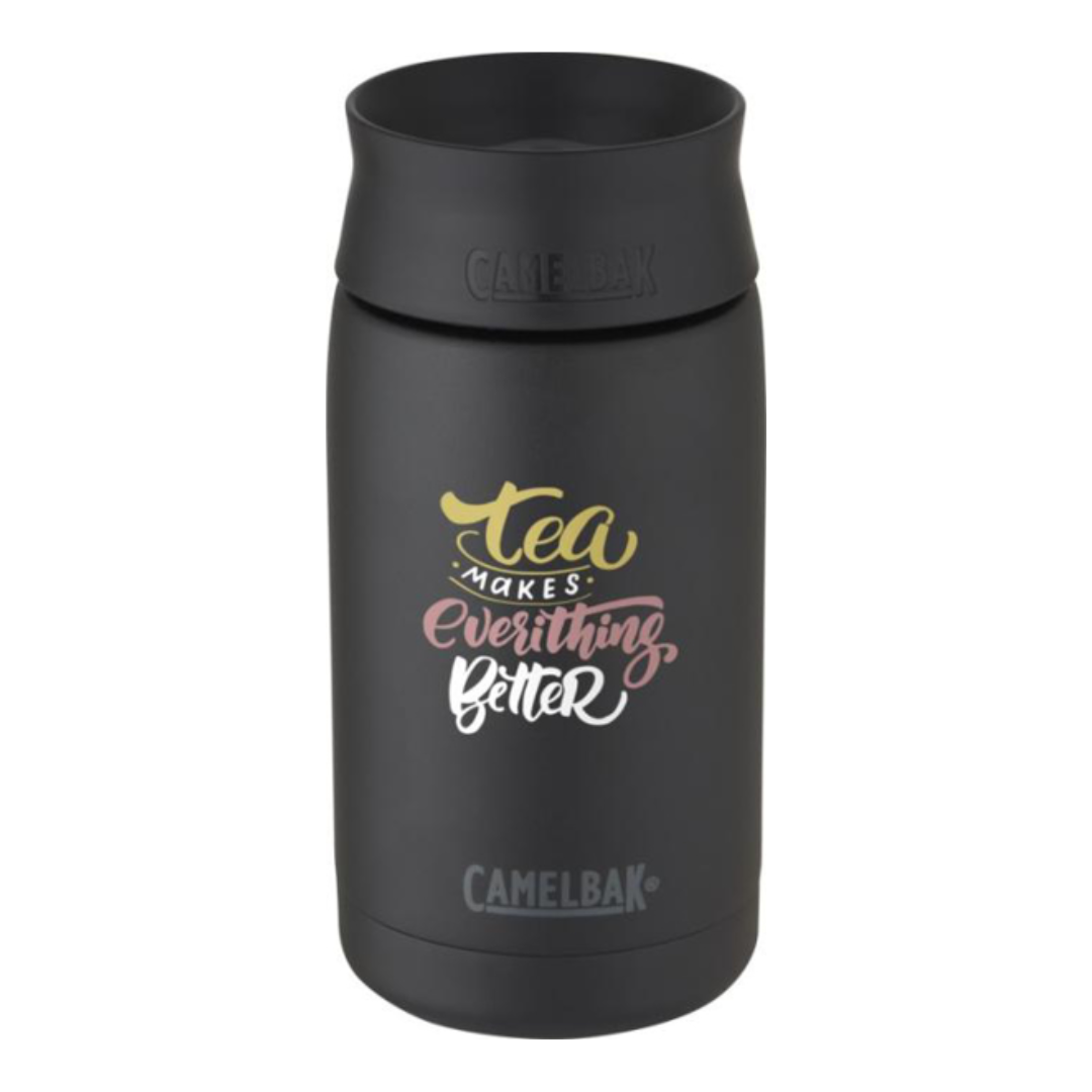	Hot cap 350ml insulated tumbler with print in Black