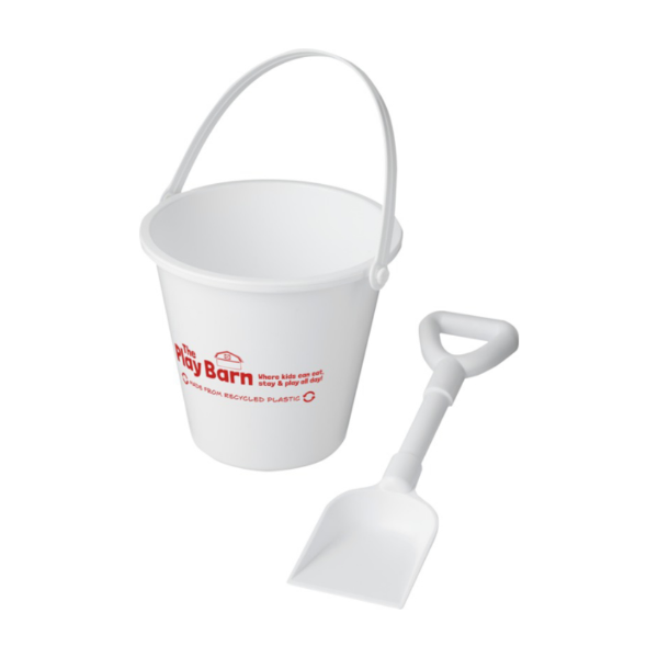 Plastic Beach Bucket & Spade in white