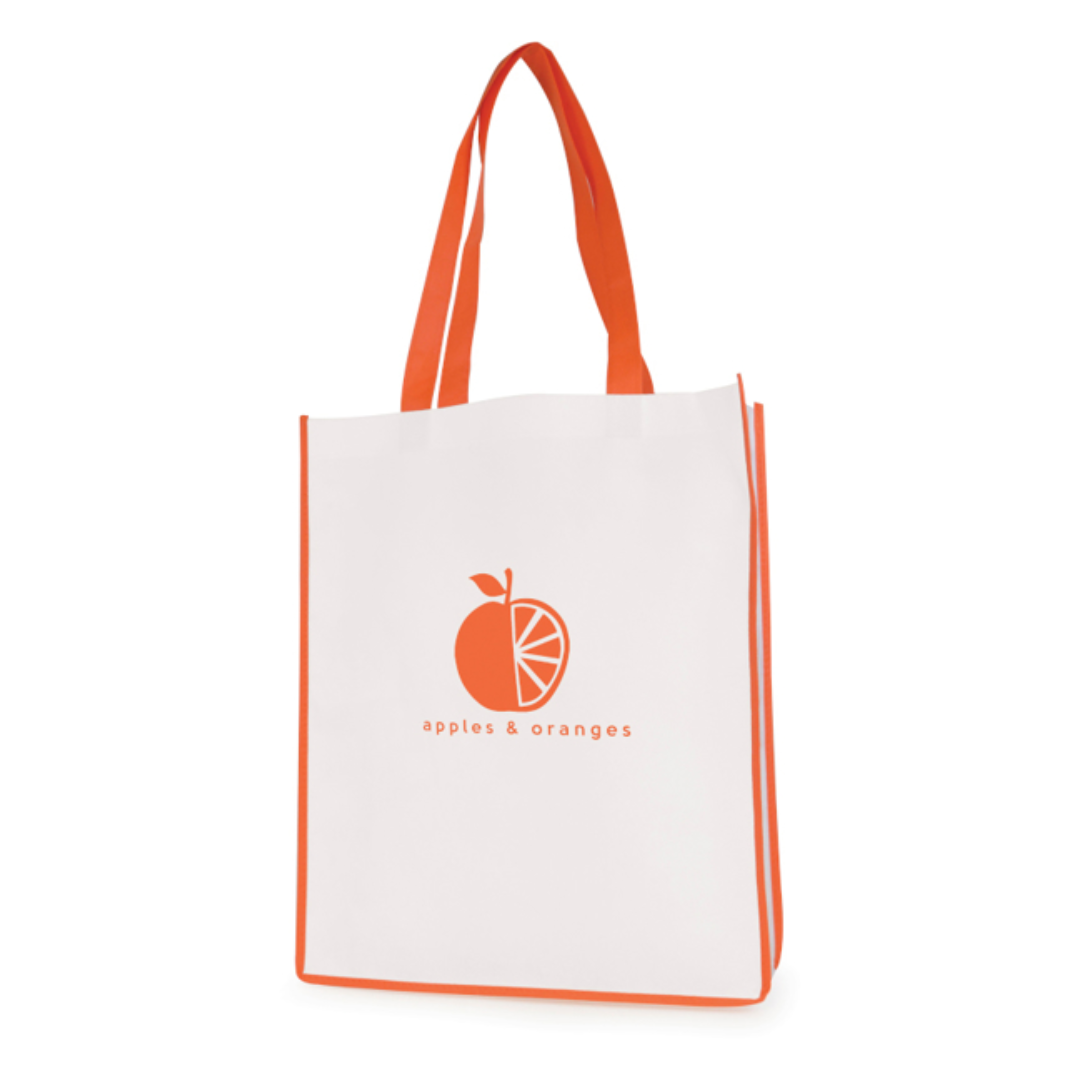 Printed shopper bag with coloured trims Orange