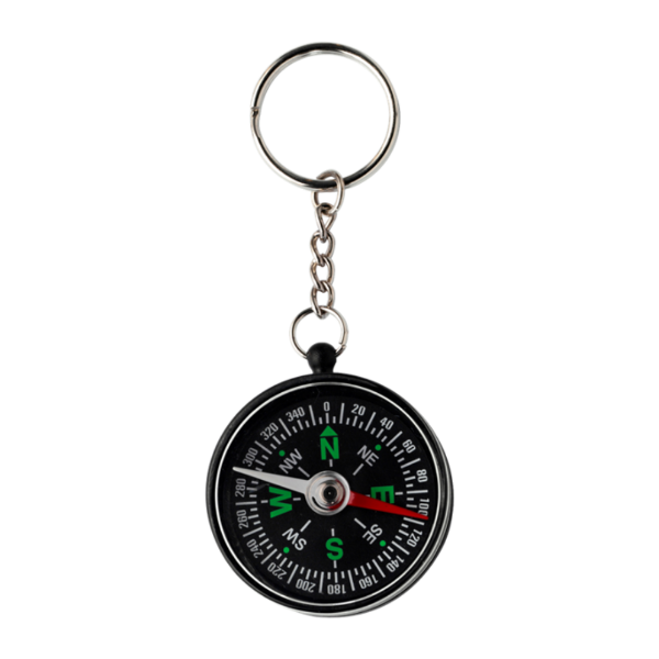 Black keyring compass with a silver keychain