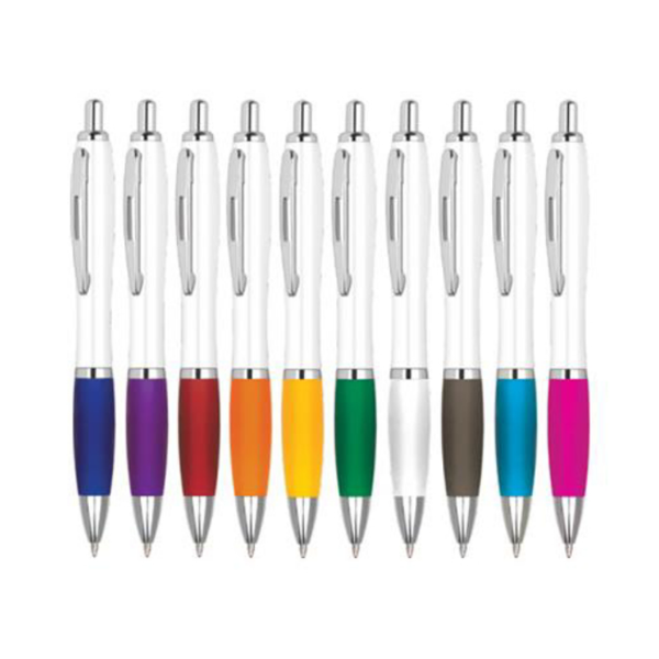 	10 white contour pens with different coloured grips