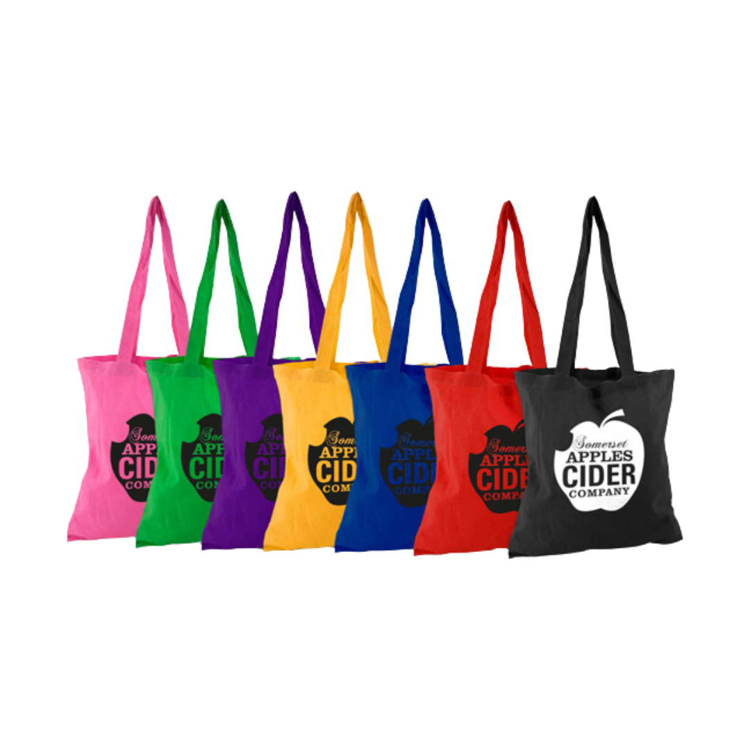 Coloured shopping bags lined up in a range of colours