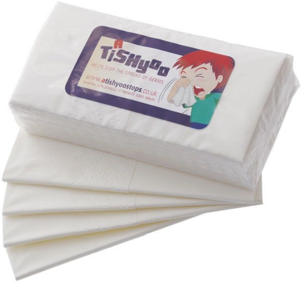 Pocket tissue pack white with digitally printed label