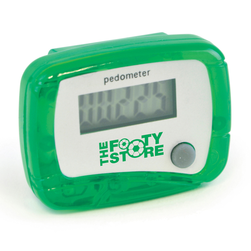 Classic pedometer in green with 1 colour print