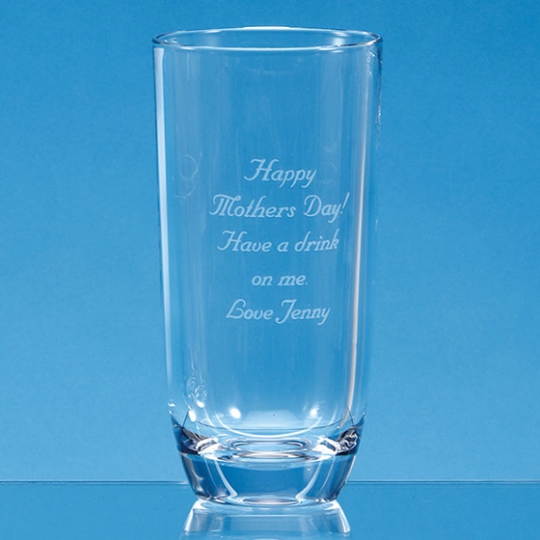 high ball glass with engraving on