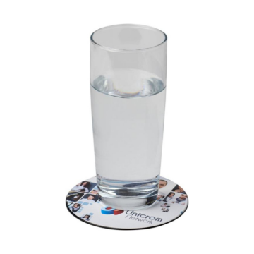 Show details for Brite-Mat round coaster 	Circular coaster with a glass on for display
