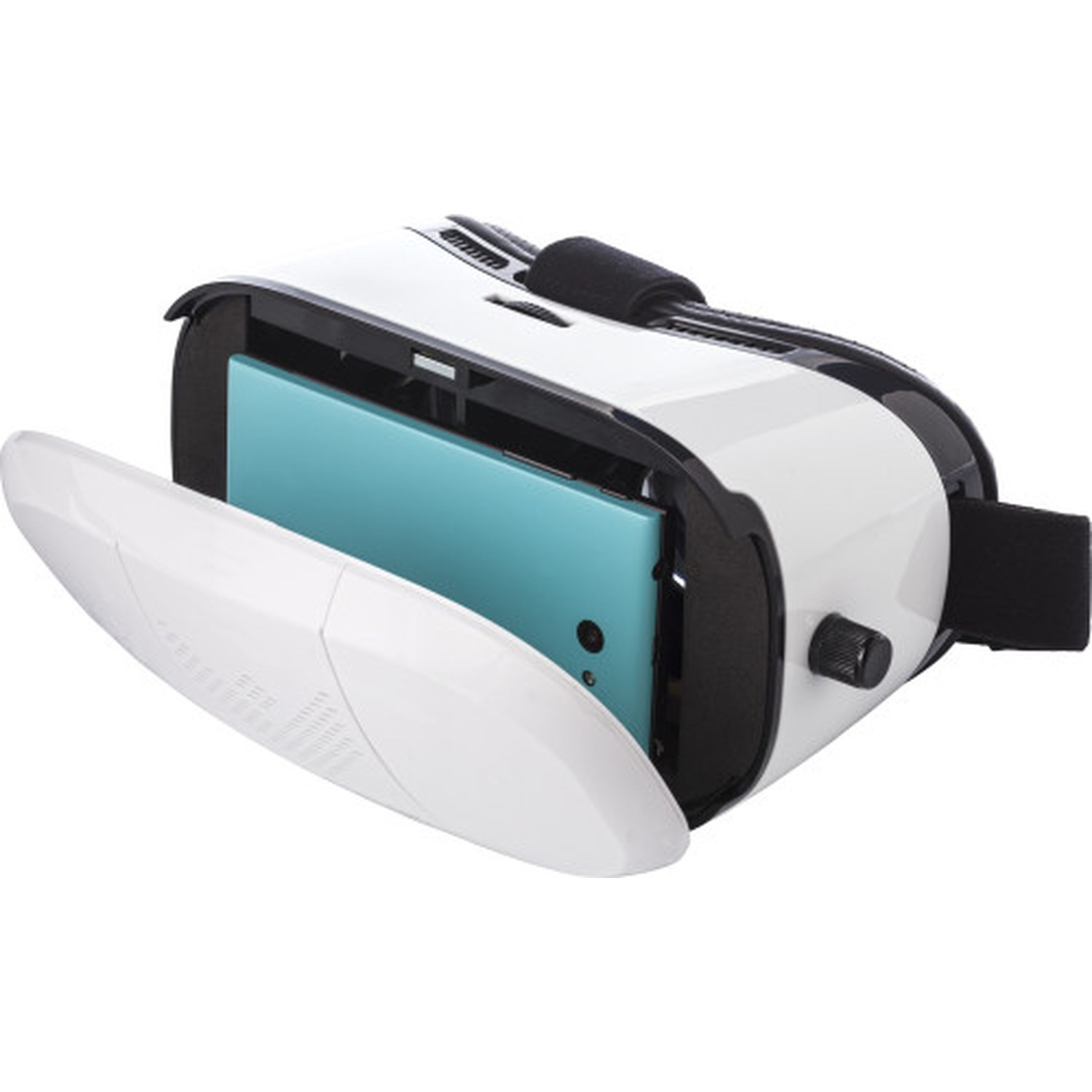 VR headset in white showing where you insert the phone