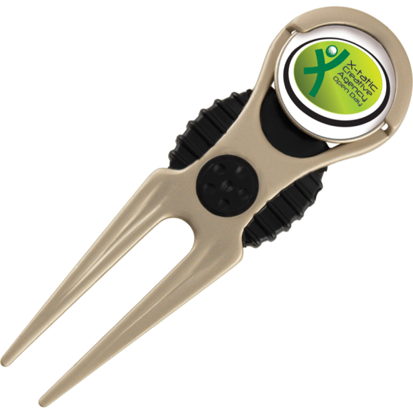 pitch fork for golf with full colour domed logo