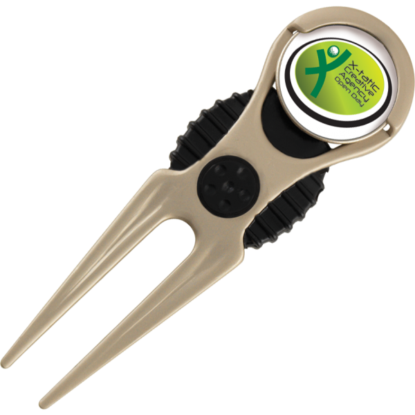 pitch fork for golf with full colour domed logo