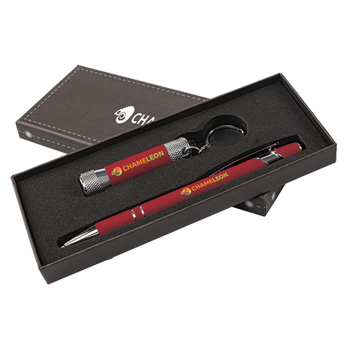 gift set with crosby softpen and mcqueen torch in red