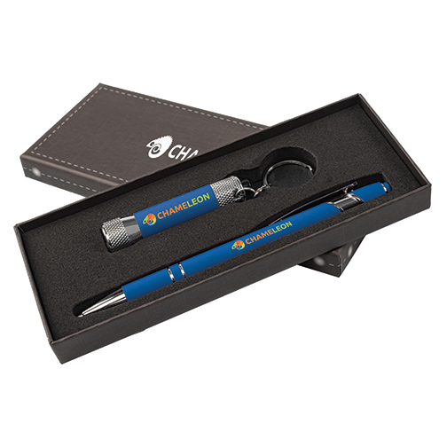 gift set with crosby softpen and mcqueen torch in blue