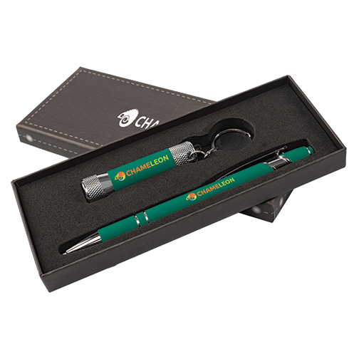 gift set with crosby softpen and mcqueen torch in green