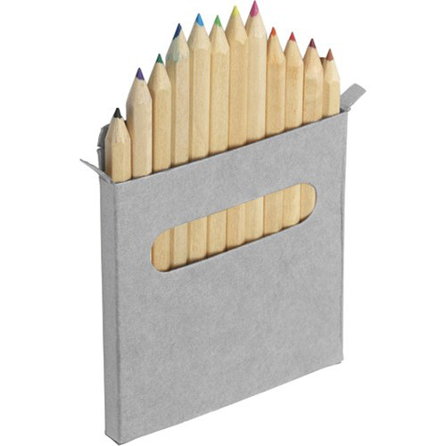 Set of 12 colouring pencils in a cardboard box