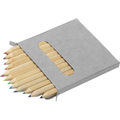 Set of 12 colouring pencils in a cardboard box