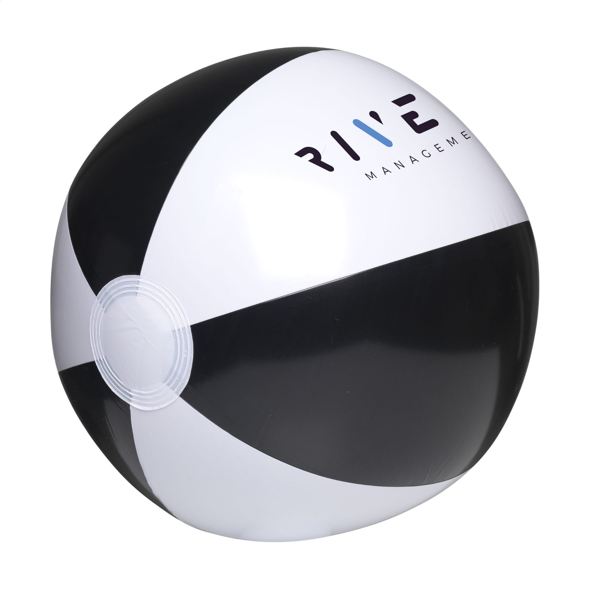 beach ball with white and black panels