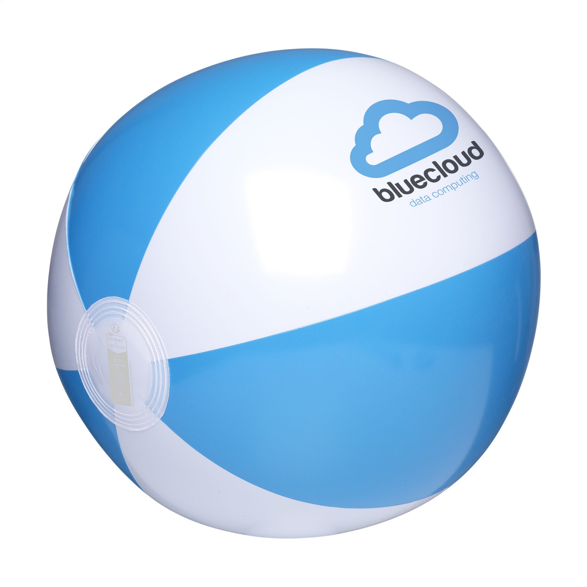 beach ball with white and blue panels