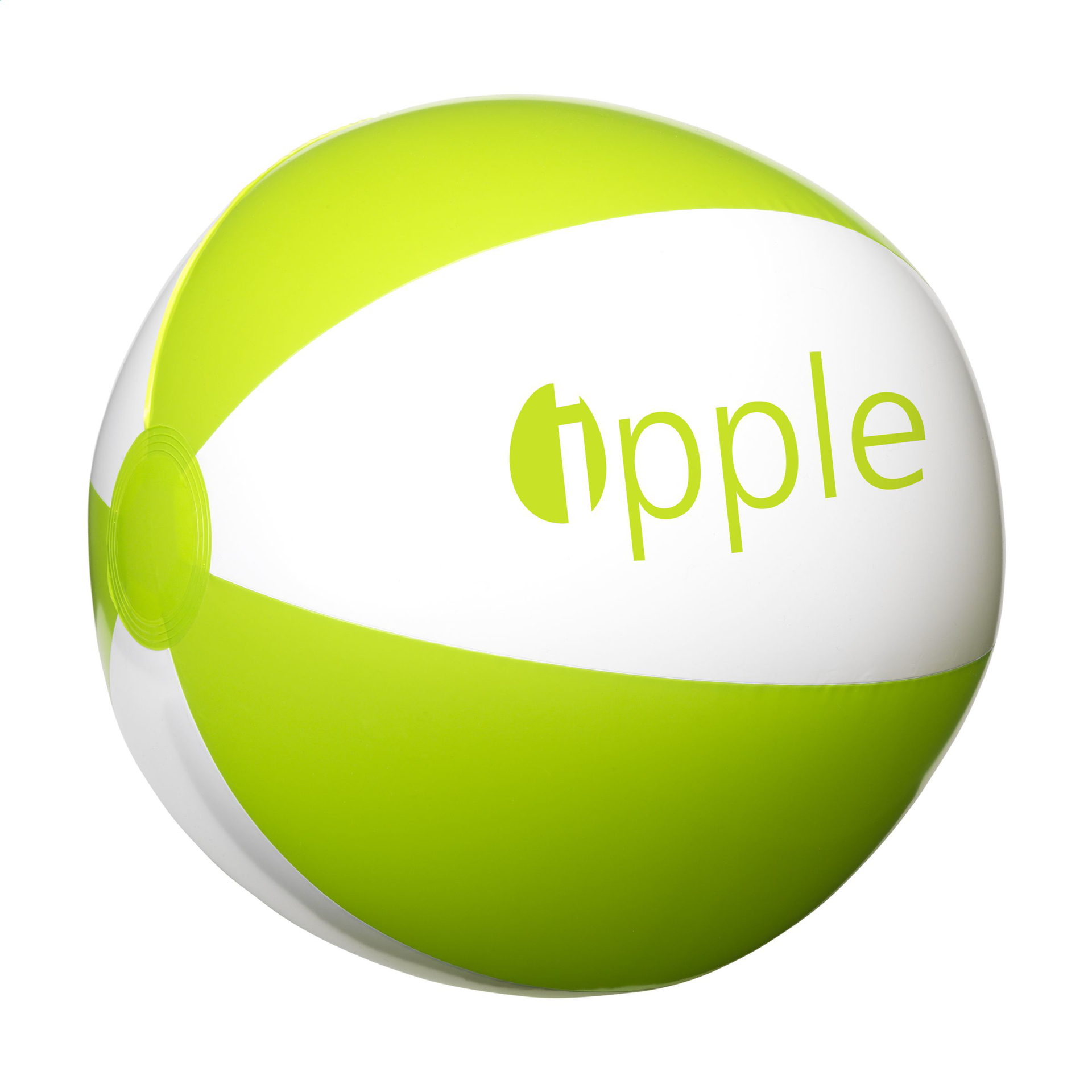 beach ball with white and green panels