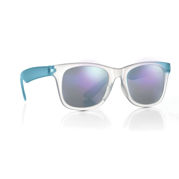 mirrored lens sunglasses with blue arms