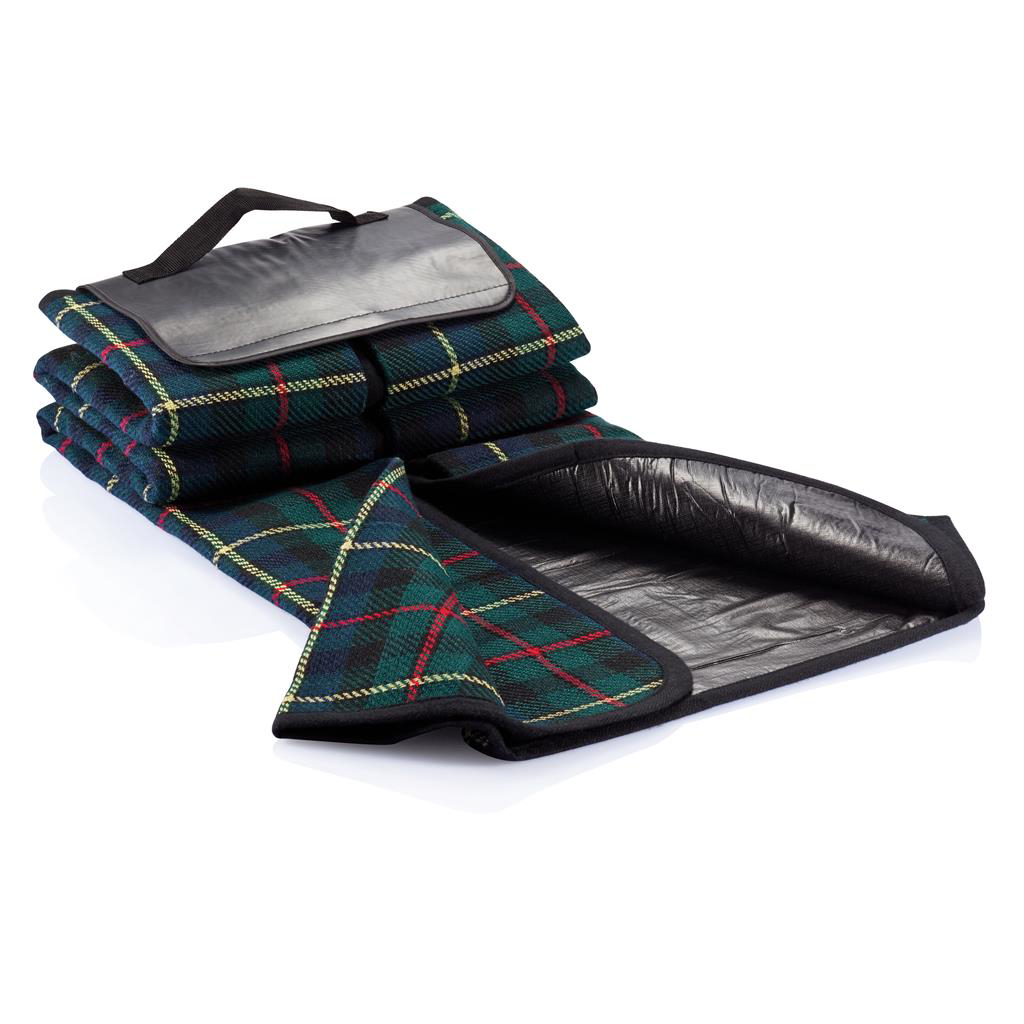 tartan picnic blanket open