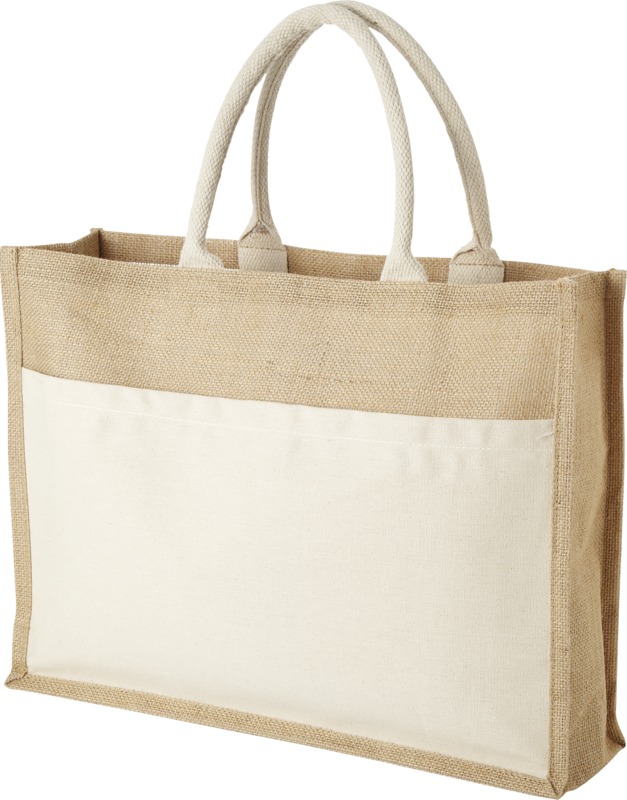 Jute Shopper Bag with front pocket