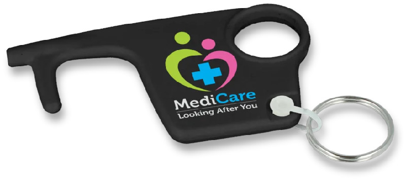 Hygiene plastic key in black with full colour print