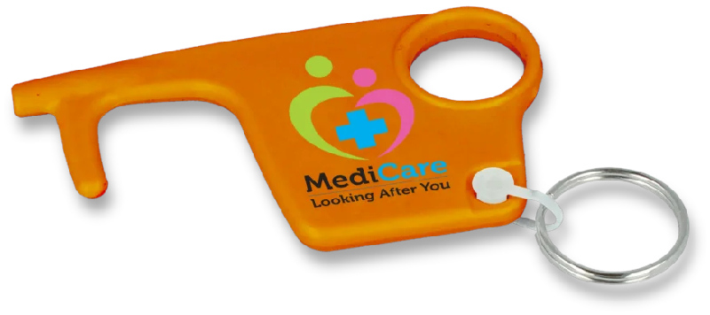 Hygiene plastic key in orange with full colour print