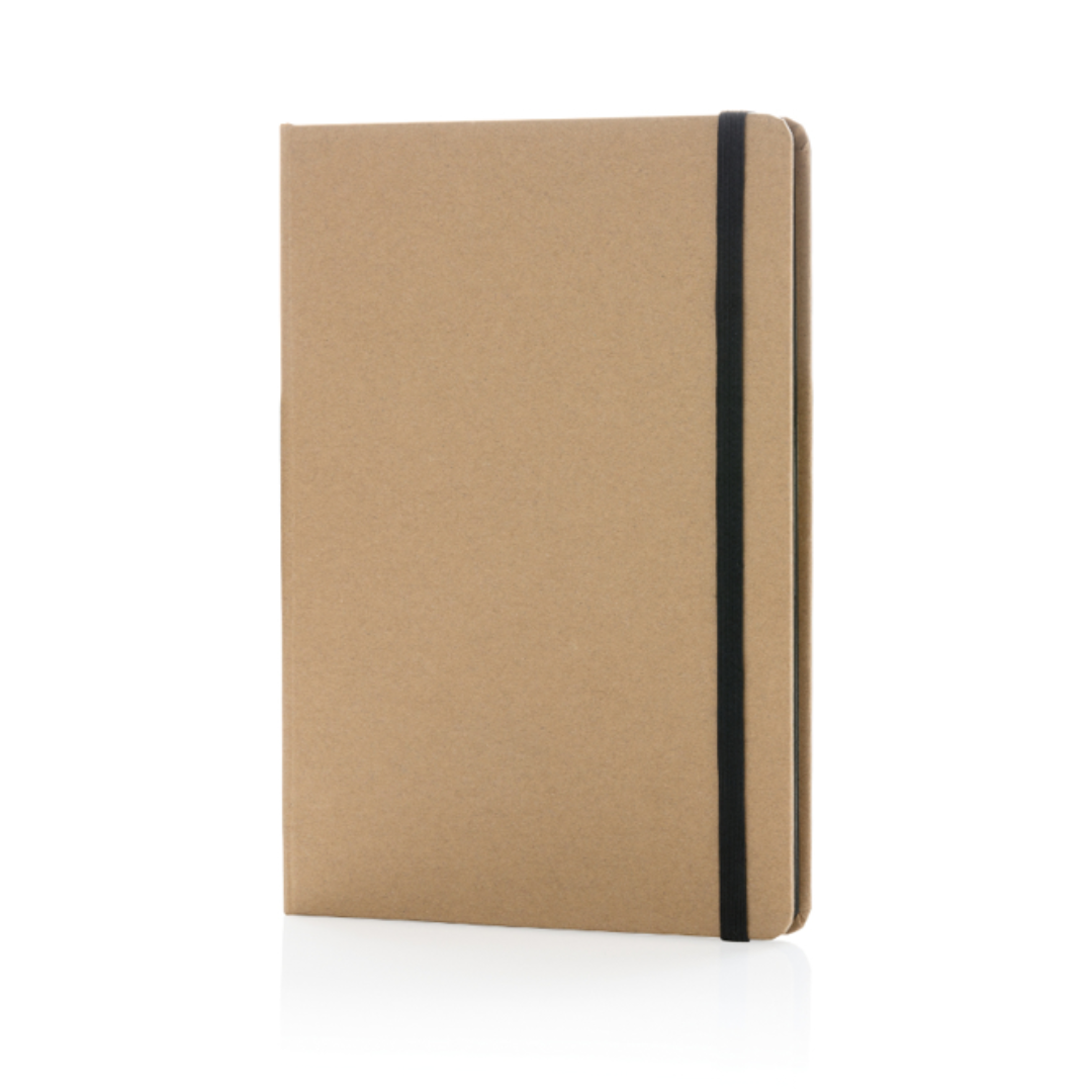 Eco Friendly A5 Kraft Notebook in brown with black elastic closure strap