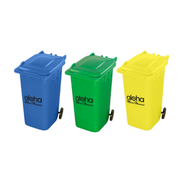 Show details for Recycled Wheelie Bin Pen Pot Recycled Wheelie Bin Pen Pot in 3 different colours with 1 colour print