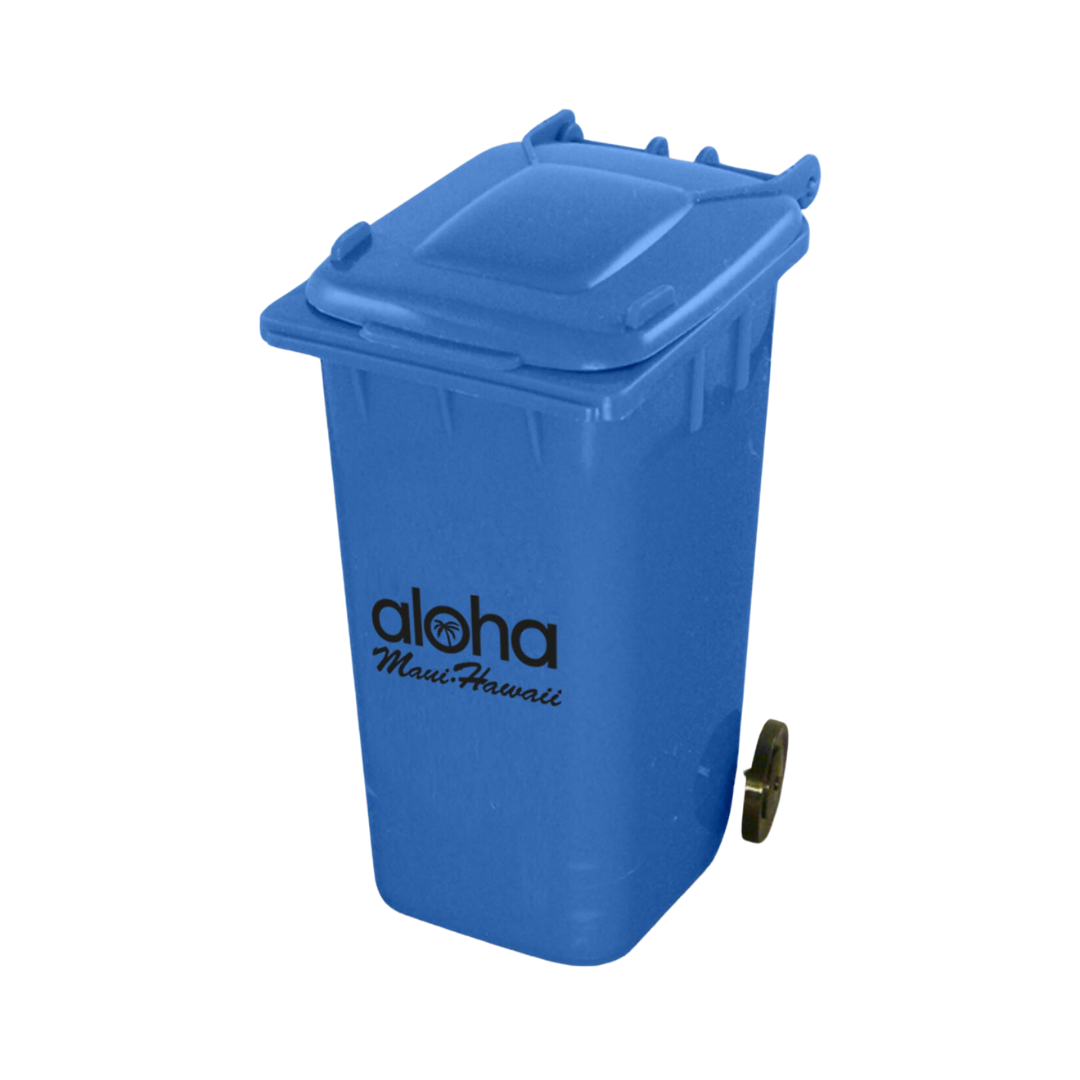 Recycled Wheelie Bin Pen Pot in blue with 1 colour print