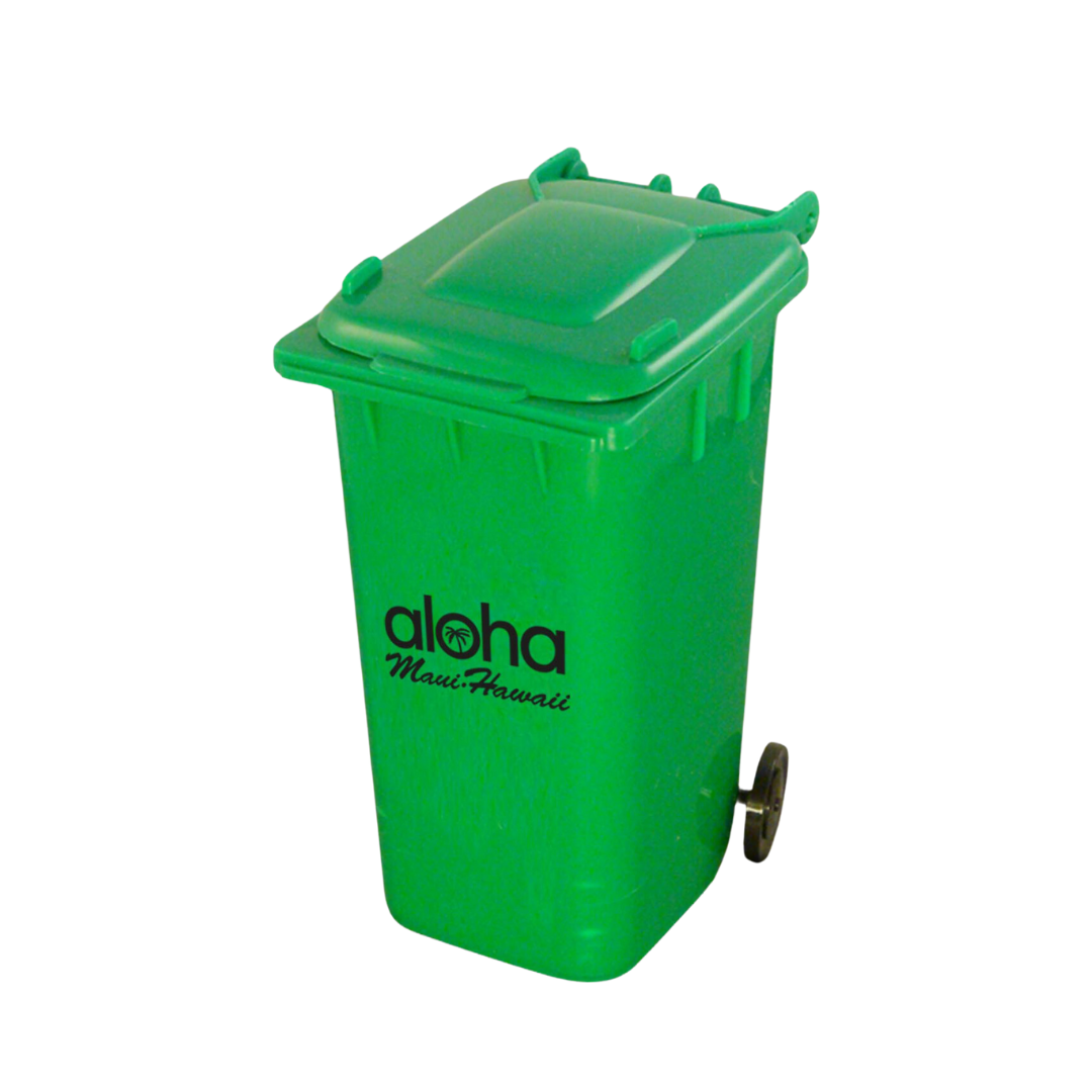 	Recycled Wheelie Bin Pen Pot in green with 1 colour print