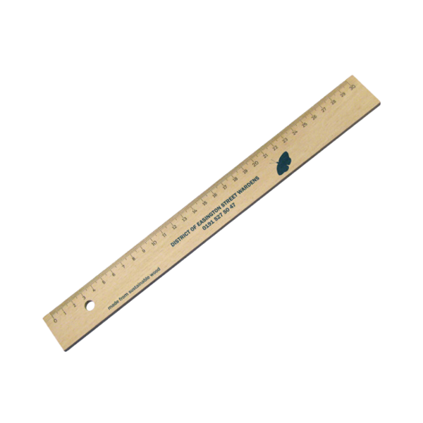 	Sustainable Wooden ruler with 1 colour print