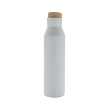 Show details for Gaia RCS certified vacuum bottle white stainless steel water bottle with a light brown lid